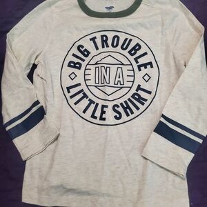 Old Navy Cream and Blue Kids Long Sleeve Tee